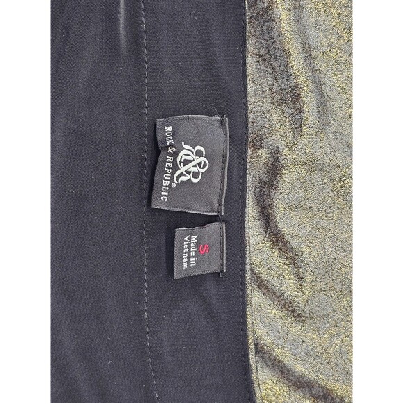 Rock & Republic Women's S Metallic Studded Ruched Side‎ V-Neck Blouse Top EUC - Picture 8 of 8